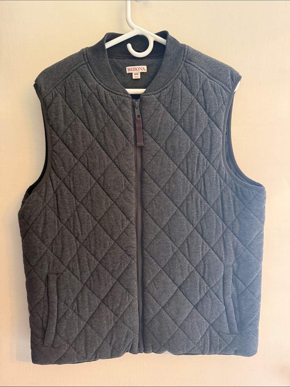 Merona Quilted Charcoal Gray Men's Zip Vest